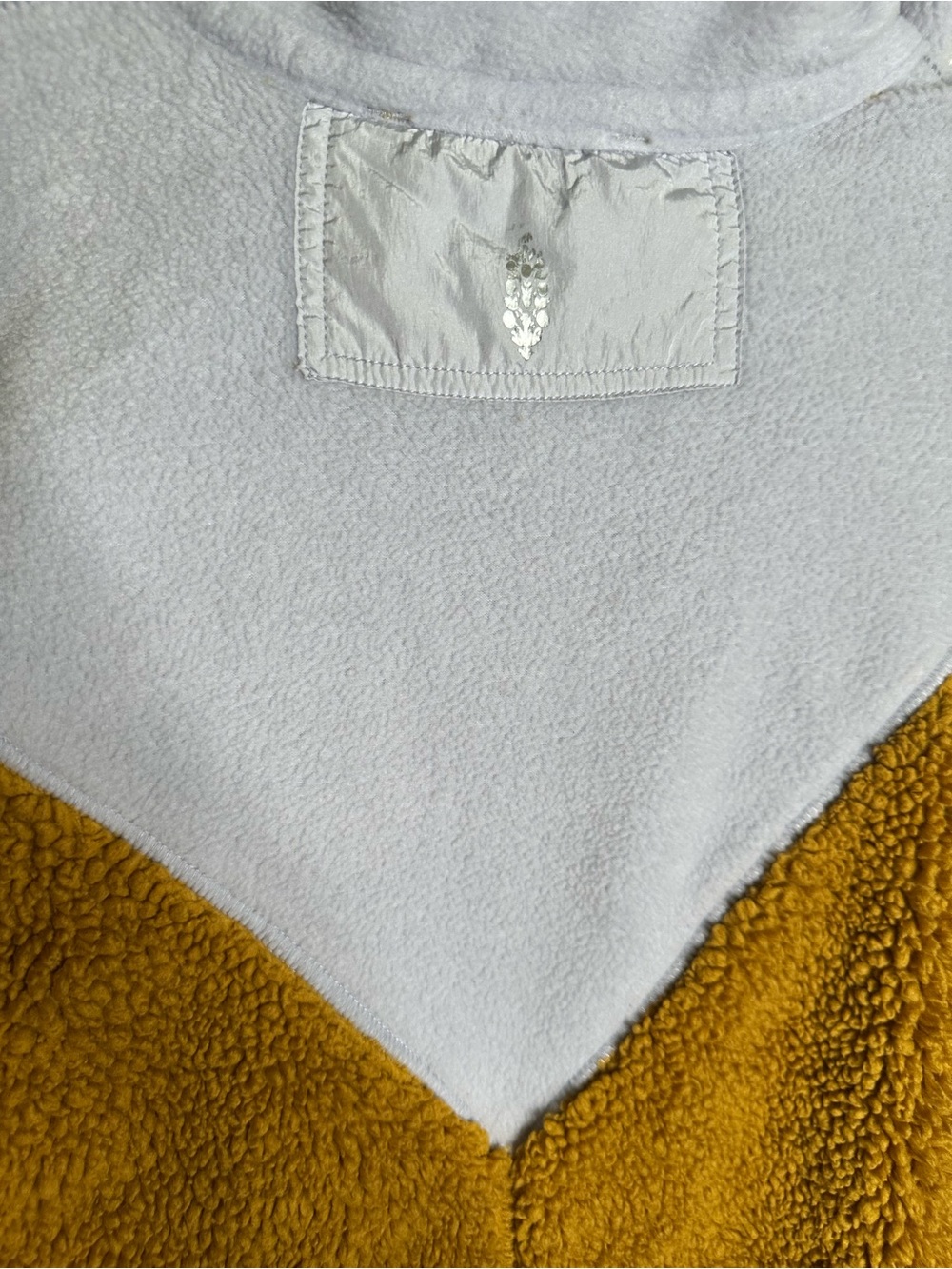 Free People Movement Cozy Mustard Sherpa Pullover with Light blue Accents small - Picture 8 of 8